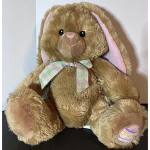 Pier 1 Imports Plush Tan Easter Bunny Pink Long Ears Easter Egg Embroidered Foot